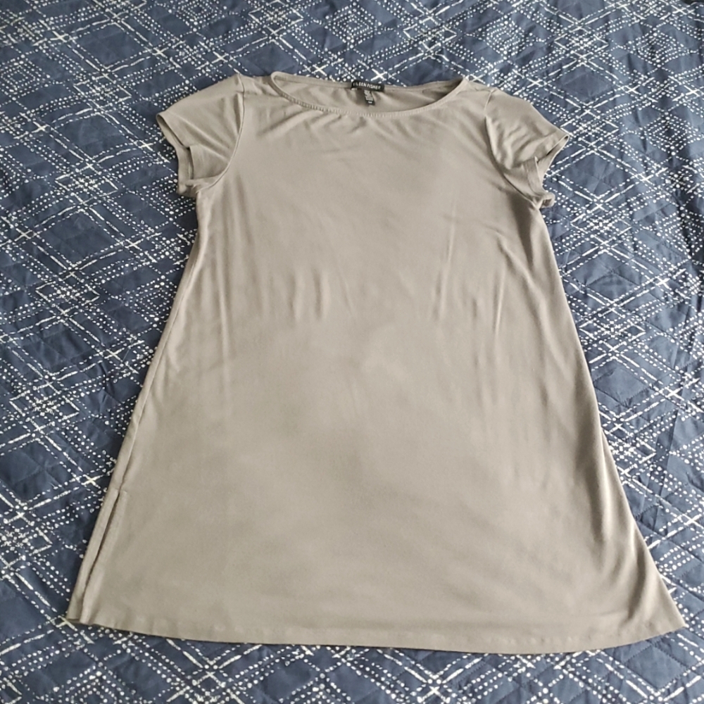 Soft Gray Bateau Neck Tunic Top